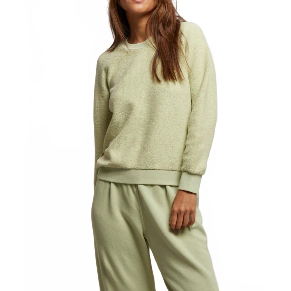 Perfectwhitetee Ziggy Sweatshirt Womens XS Green Reverse Inside Out Crewneck